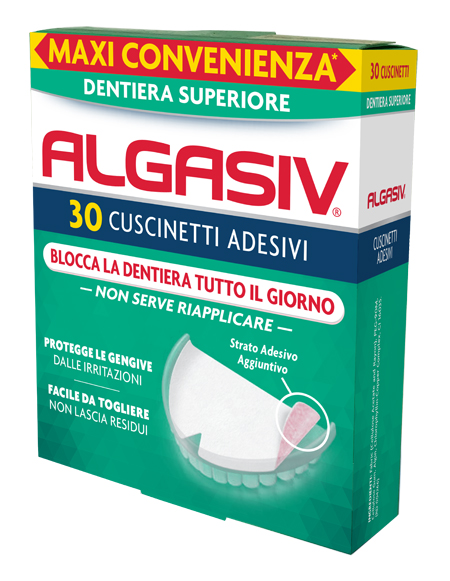 Algasiv Adesivo Protesi Superiore Per Dentiera 30 Pezzi