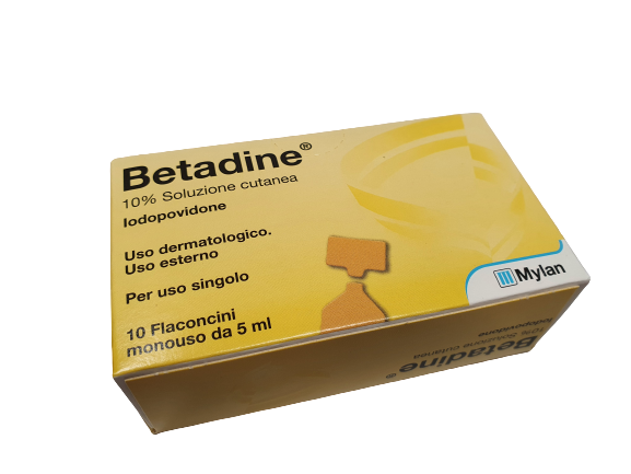 Betadine Soluzione Cutanea Per Disinfettare 10 Flaconi 5 Ml 10%