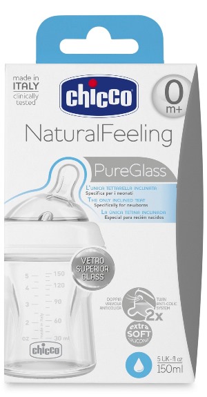 Chicco Biberon Natural Feeling Vetro 0m  150 Ml