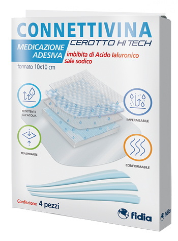 Connettivina Cerotto Hitech 4 Pezzi Acido Ialuronico 10x10 Cm