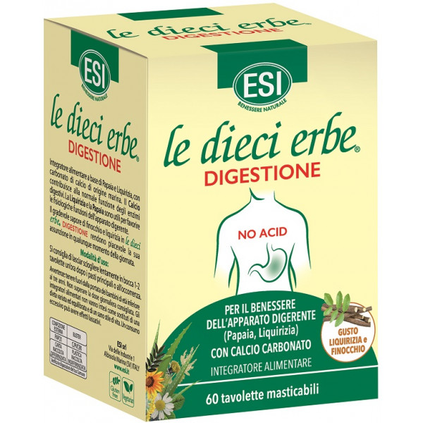 Esi Le Dieci Erbe Digestione No Acid Confezione Da 60 Tavolette