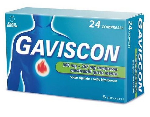 Gaviscon Per Bruciore Di Stomaco 24 Compresse Menta 500 Mg