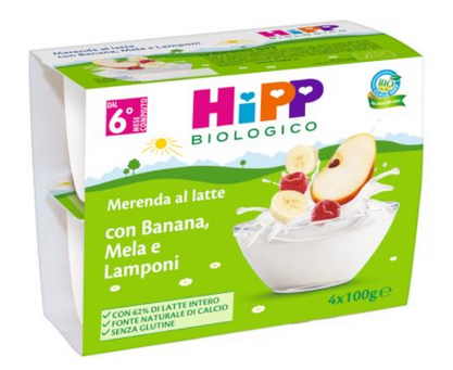 Hipp Bio Merenda Al Latte Banana, Mela E Lamponi