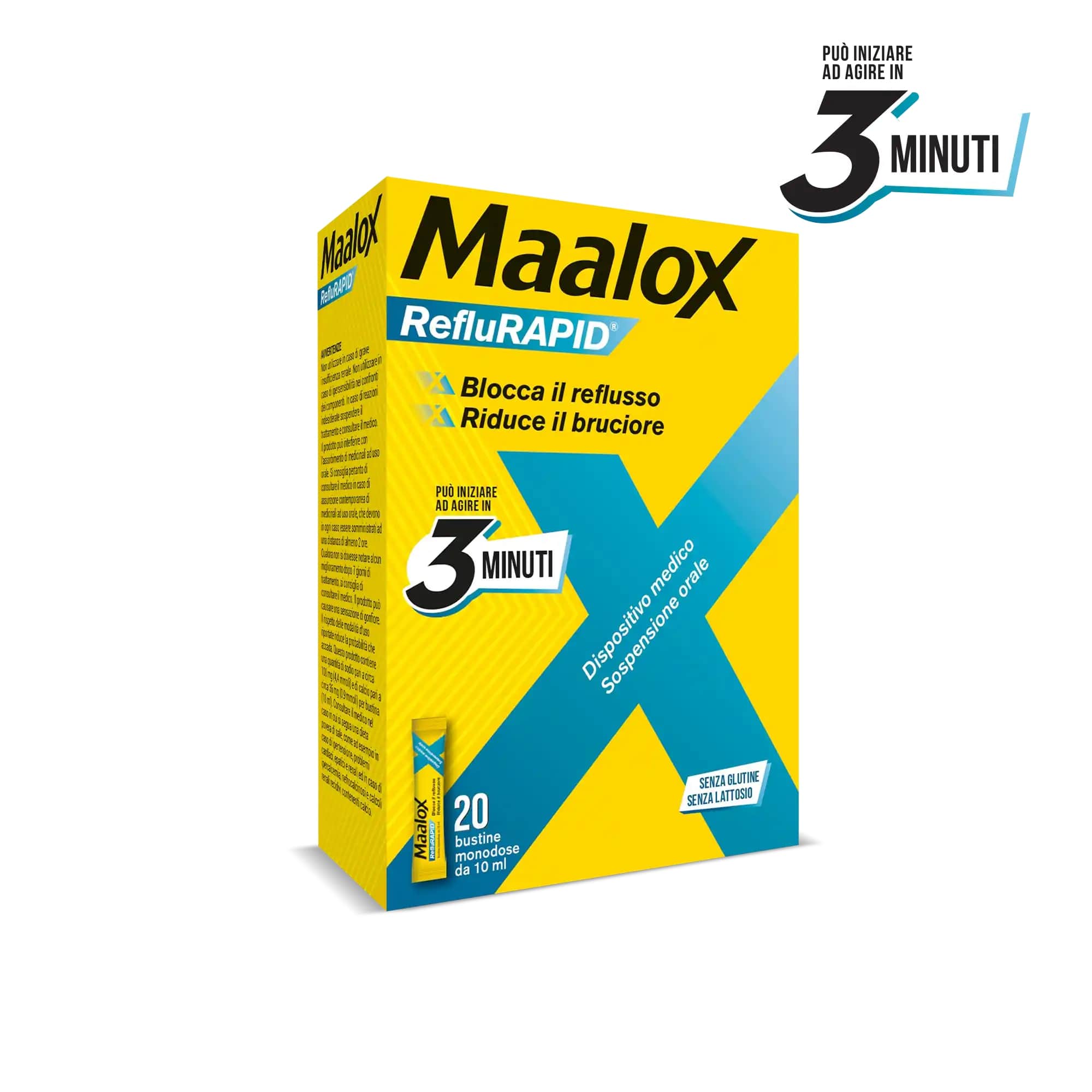 Maalox Reflurapid Blocco Reflusso E Bruciore Stomaco 20 Bustine