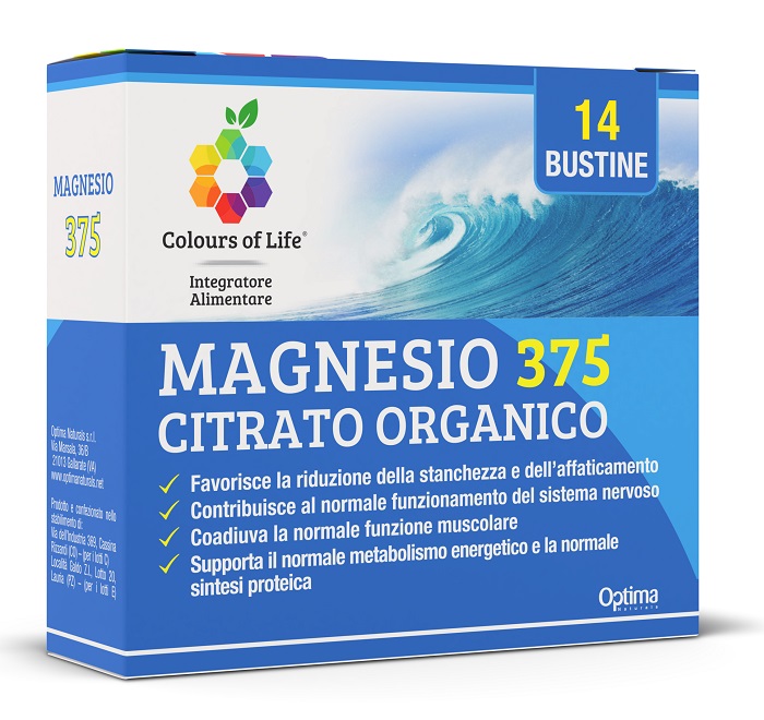 Optima Naturals Magnesio 375 Citrato Organico Colours 14 Bustine