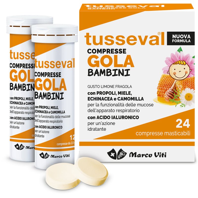 Marco Viti Tusseval Gola Bambini Limone Fragola 24 Compresse