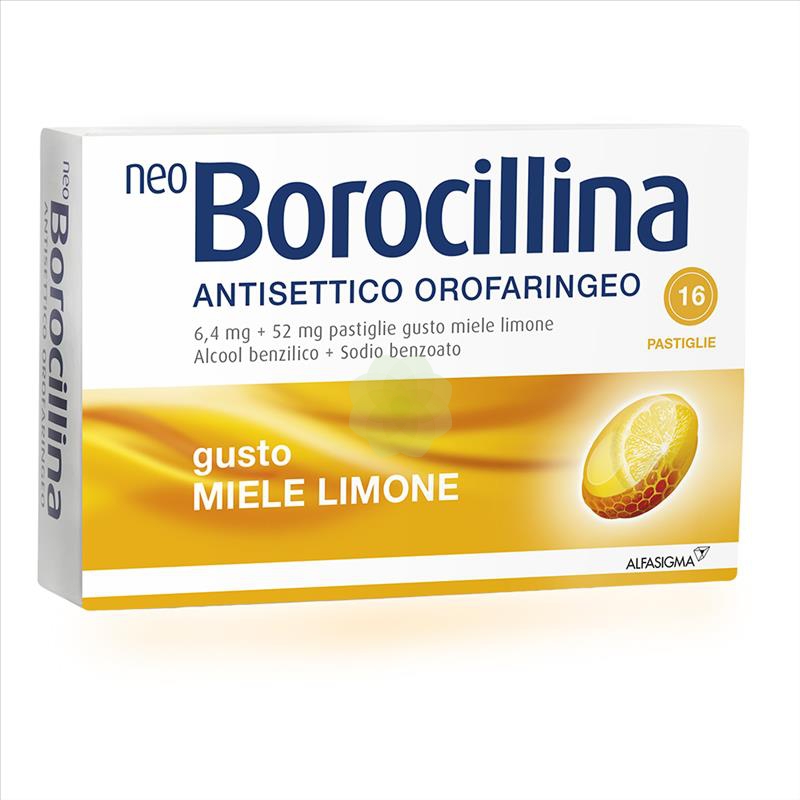 Neoborocillina Antisettico Orale Gusto Miele Limone 16 Pastiglie