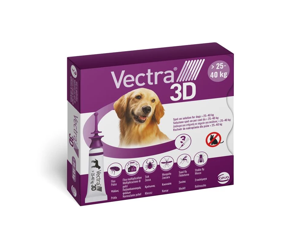 Vectra 3d Cane 25-40 Kg Viola 3 Pipette