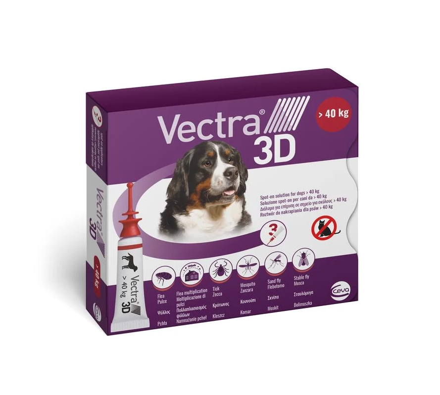 Vectra 3d Cane +40 Kg Rosso 3 Pipette