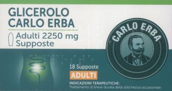 GLICEROLO CARLO ERBA ADULTI 18 SUPPOSTE 2250 MG